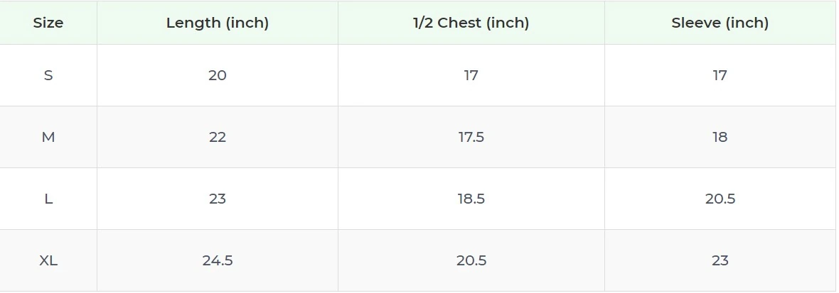 Size chart